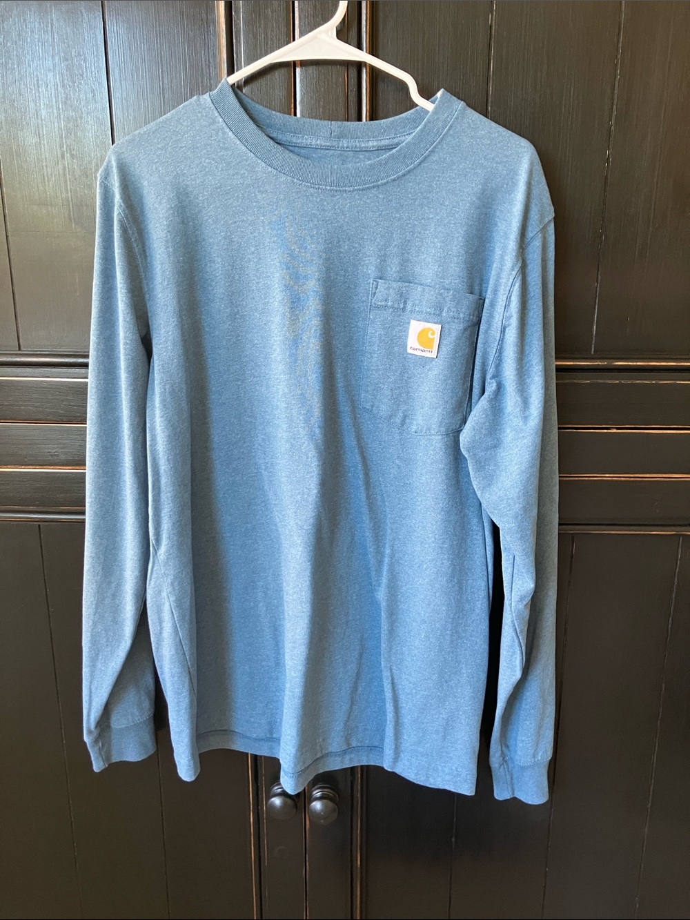 Carhartt Long-Sleeve Pocket Tee in Dusty Blue